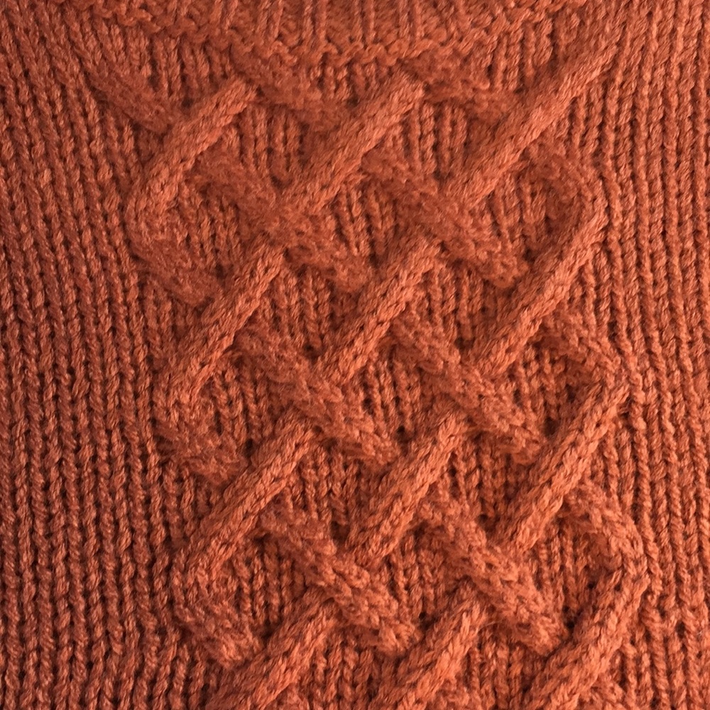 NWT BB DAKOTA Retro Active Cable Knit Sweater Rust - Picture 10 of 15